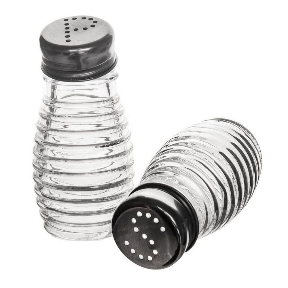 GEWÜRZSTREUER-SET geriffelt 2-teilig Transparent - Transparent, Glas (5/8.5/5cm) - Orion 