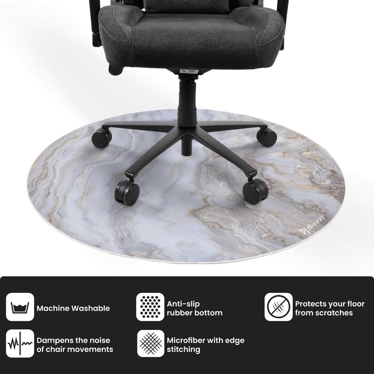 BODENSCHUTZMATTEN Zona Runden 121 cm Weißer Marmor - Weiß, Textil (121/121cm) - Arozzi
