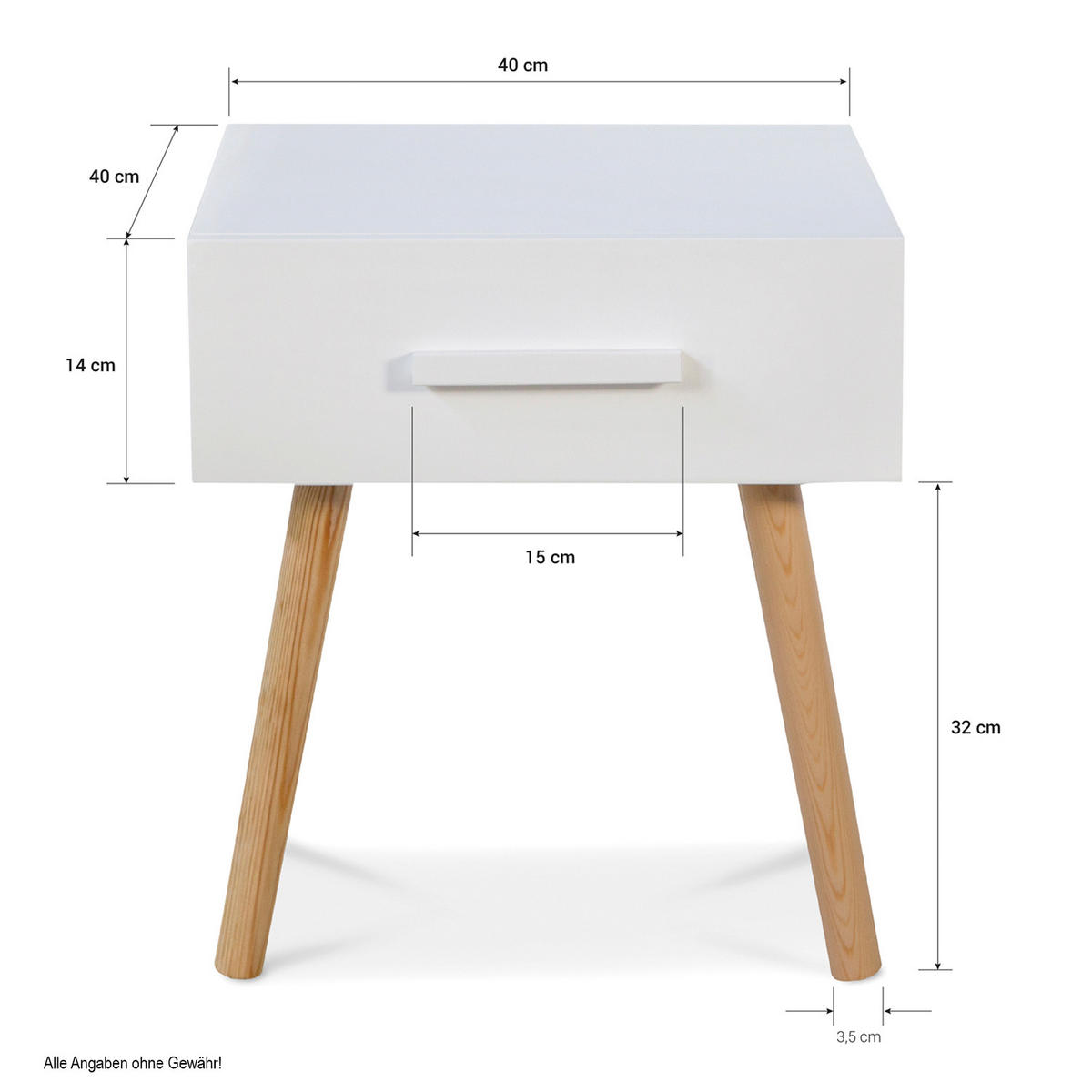 NACHTTISCH weiß - Weiß, Holz (40/46/40cm) - Homestyle4u