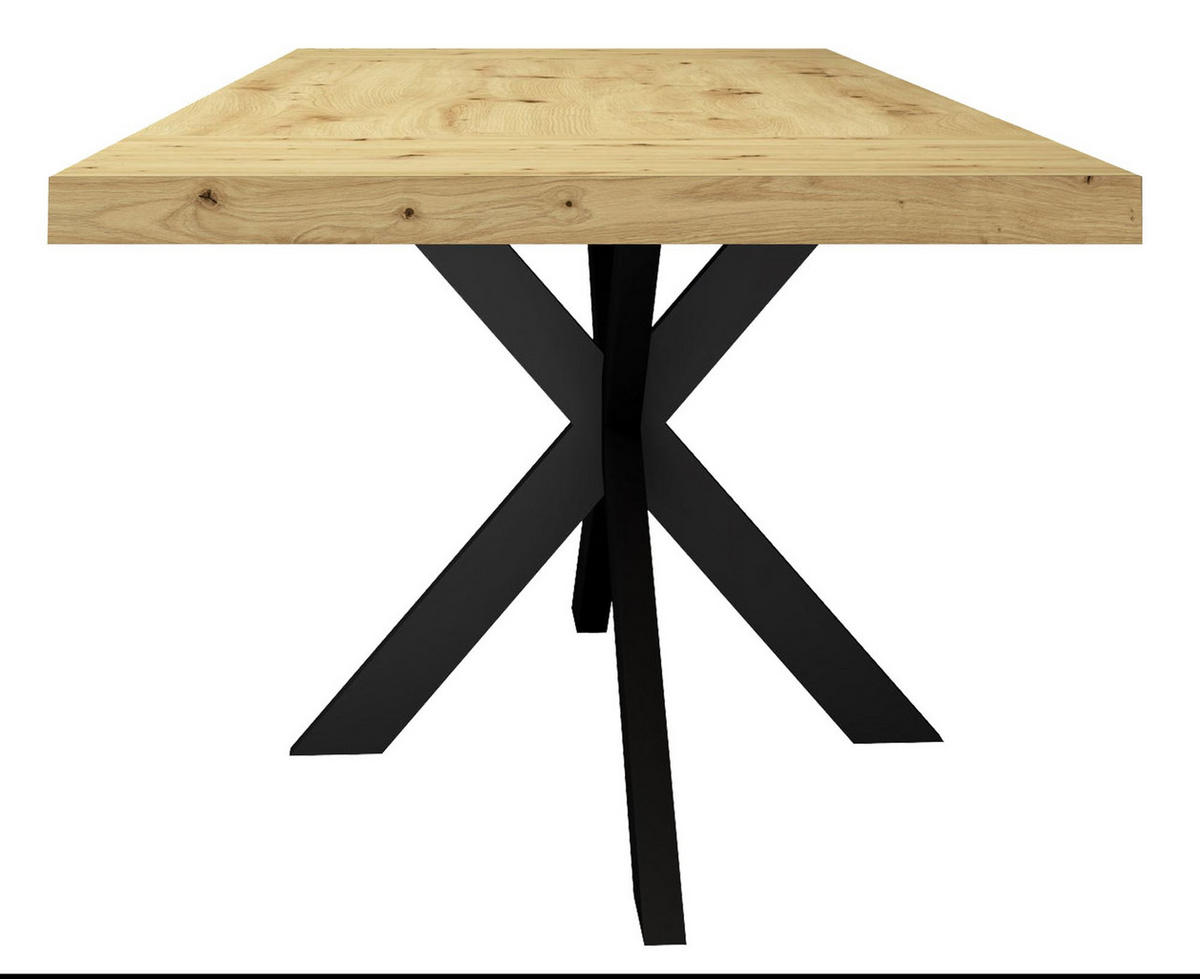 ESSTISCH Elgin 2 210-310x80x100 Metall+Holzwerkstoff Schwarz/Asteiche - Schwarz/Eiche Artisan, Holzwerkstoff (210/100/80cm) - 58aufmkessel