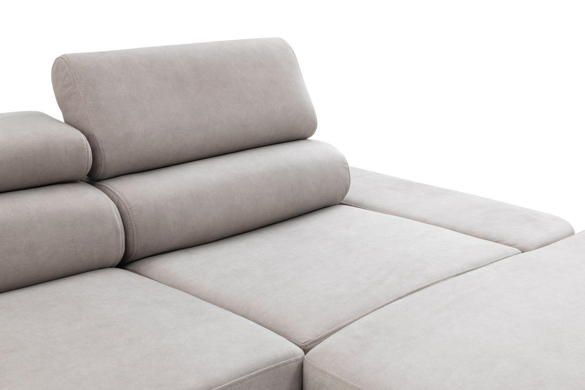 ECKSOFA U-Form PRIAM U Links mit Schlaffunktion 126x270 Velours Cream - Creme/Schwarz, Holz/Textil (350/91/203cm) - Muffo