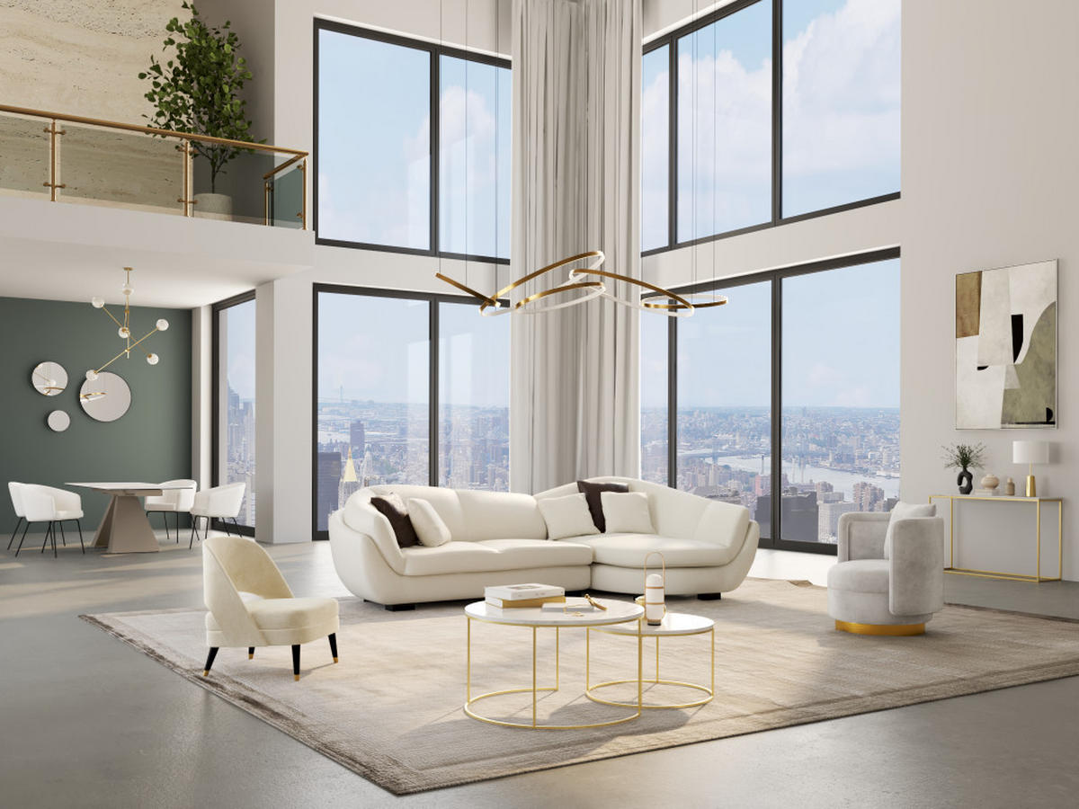 COUCHTISCH 2er-Set - Marmor & Metall - Weiß - ANGELA - Weiß, Stein (80/80/45cm) - Pascal Morabito