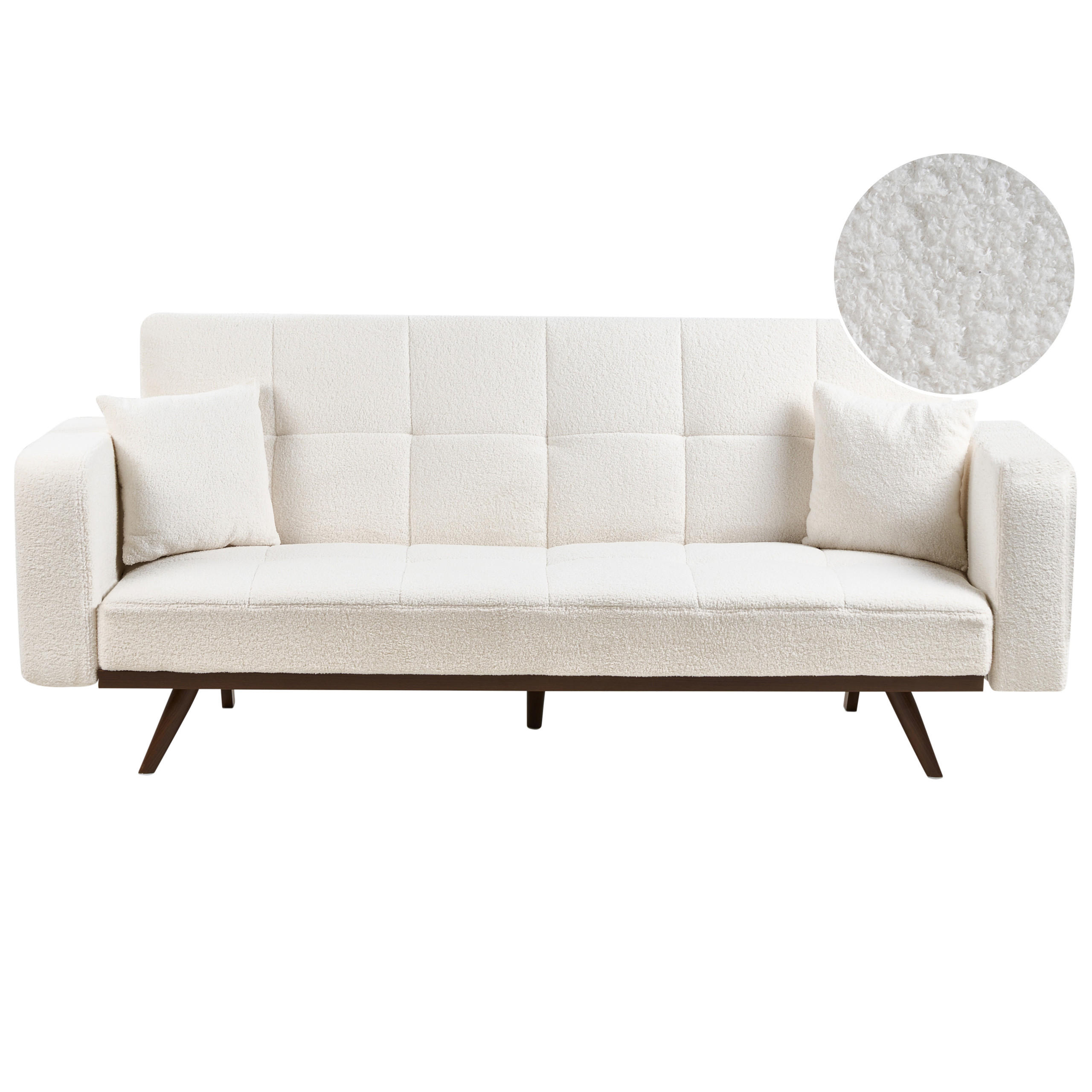 SCHLAFSOFA 3-Sitzer Bouclé Cremeweiß Hjulby - Creme, Textil (220/90/82cm) - Beliani