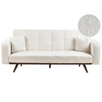 SCHLAFSOFA 3-Sitzer Bouclé Cremeweiß Hjulby - Creme, Textil (220/90/82cm) - Beliani