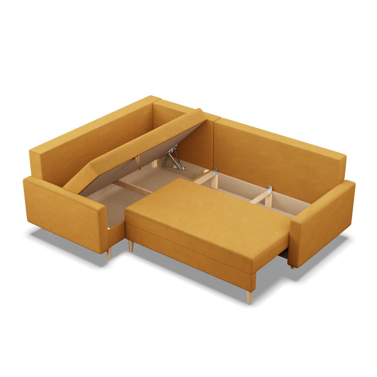 ECKSOFA LINKS MIT SCHLAFFUNKTION BLANK, Gelb - Gelb, Textil (223/172cm) - Mebligo