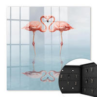 SCHLÜSSELBOX Schwarz 30x30 cm- Türöffnung nach rechts - Flamingos lieben - Pink, Metall (30/30/5cm) - TULUP