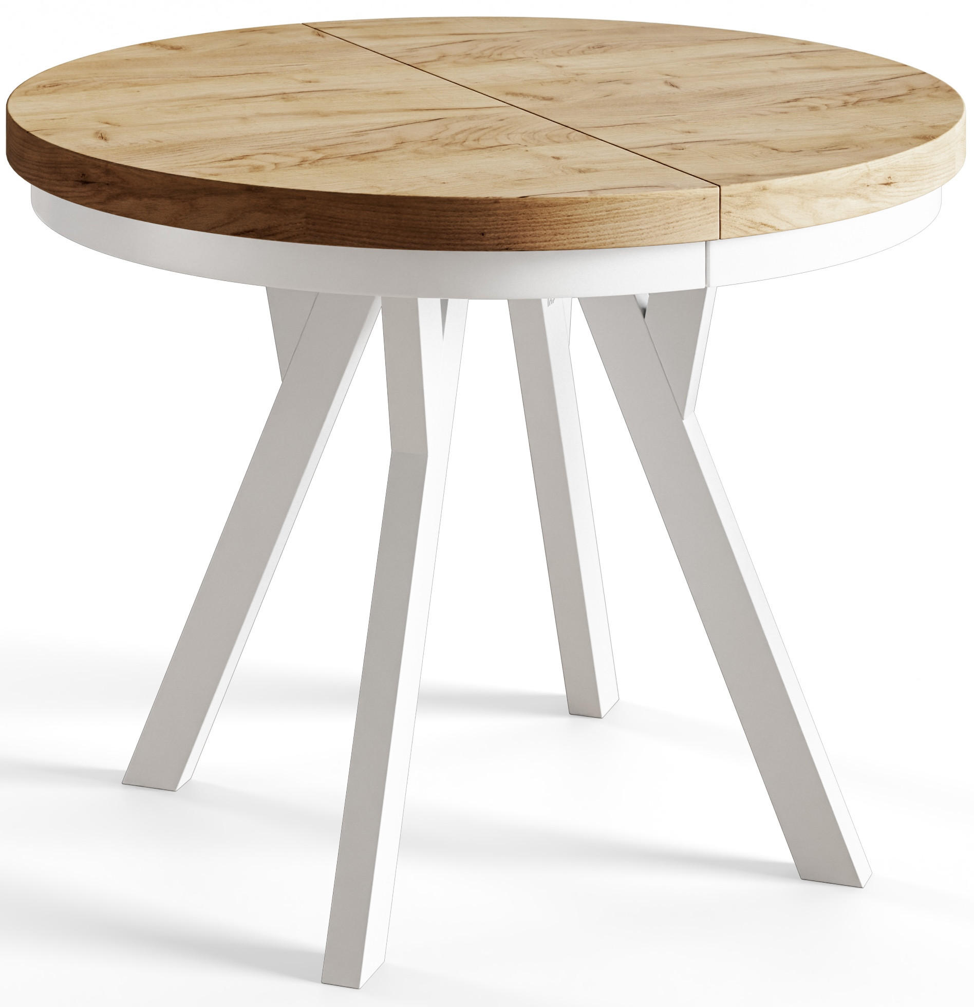 ESSZIMMERTISCH EVO, ausziehbarer Tisch 120 cm bis 220 cm, Farbe: CRAFT, mit Holzbeinen in Farbe Weiß - Weiß/Braun, Holzwerkstoff (120/120/77cm) - Alpi-Möbel
