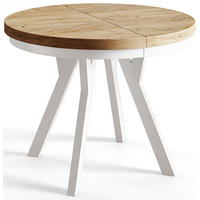 ESSZIMMERTISCH EVO, ausziehbarer Tisch 90 cm bis 190 cm, Farbe: CRAFT, mit Holzbeinen in Farbe Weiß - Weiß/Braun, Holzwerkstoff (90/90/77cm) - Alpi-Möbel