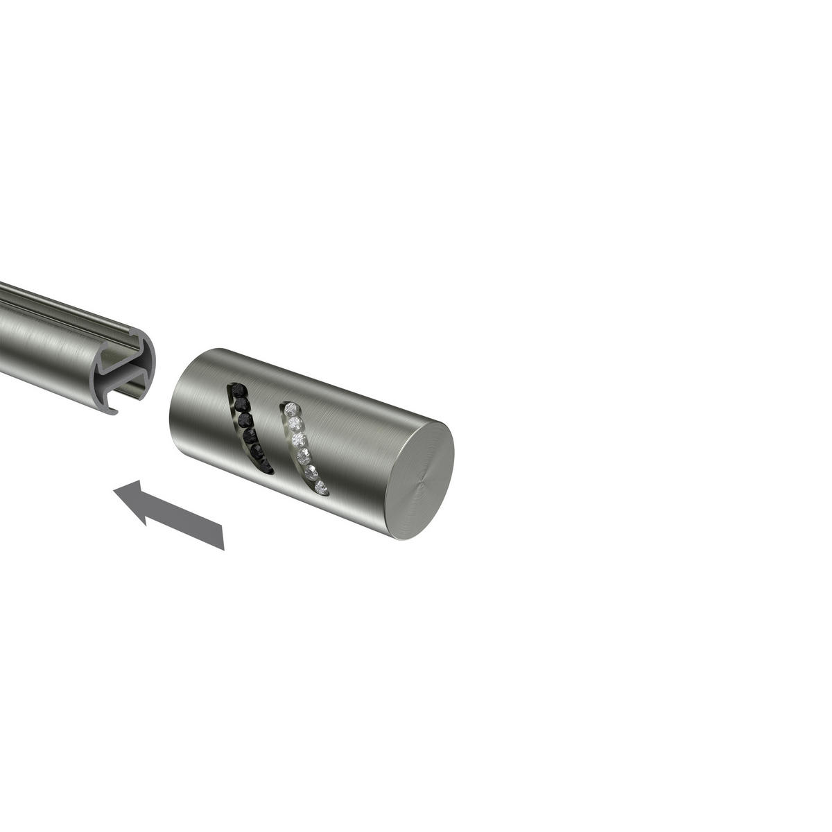 ENDSTÜCKE FÜR GARDINENSTANGEN 20 mm Ø, Zoena Edelstahl-Optik, Packung 2 Stück - Edelstahlfarben, Metall (5.5/2.5/2.5cm) - INTERDECO