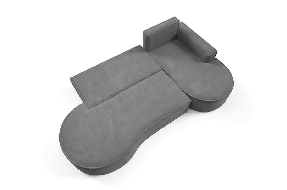 ECKSOFA Flow Graphit, mit Schlaffunktion und Kissen in Curio Stoff, rechte seite - Graphitfarben, Holzwerkstoff/Textil (277/157cm) - Bettso
