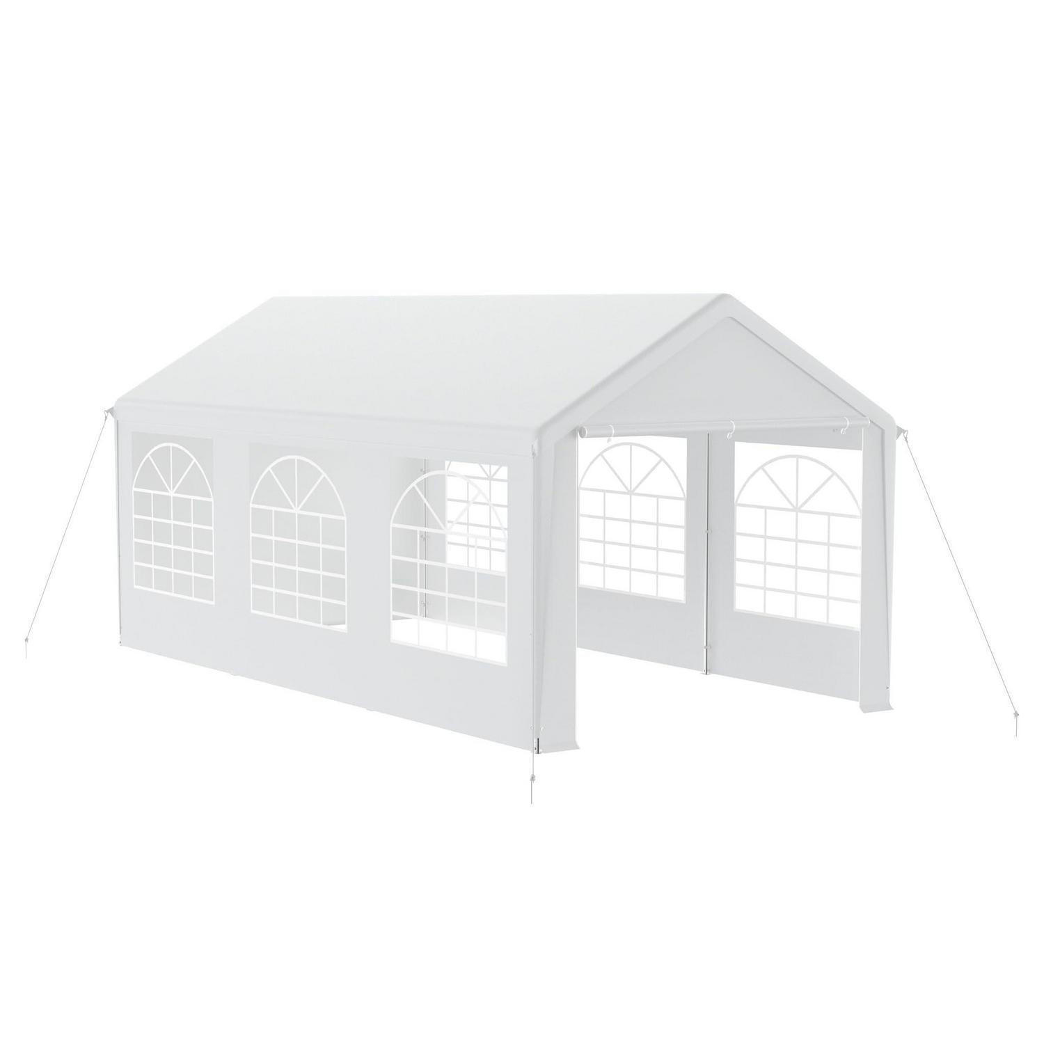 GARTENZELT 3 x 6 m Weiß mit 4 Seitenwänden - Weiß, Textil (300/280/600cm)