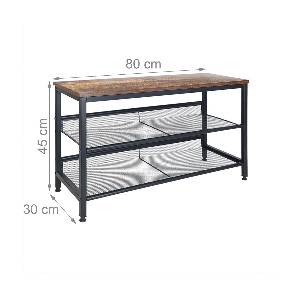 SCHUHREGAL - Schwarz, Holzwerkstoff/Metall (80/45/30cm) - Relaxdays