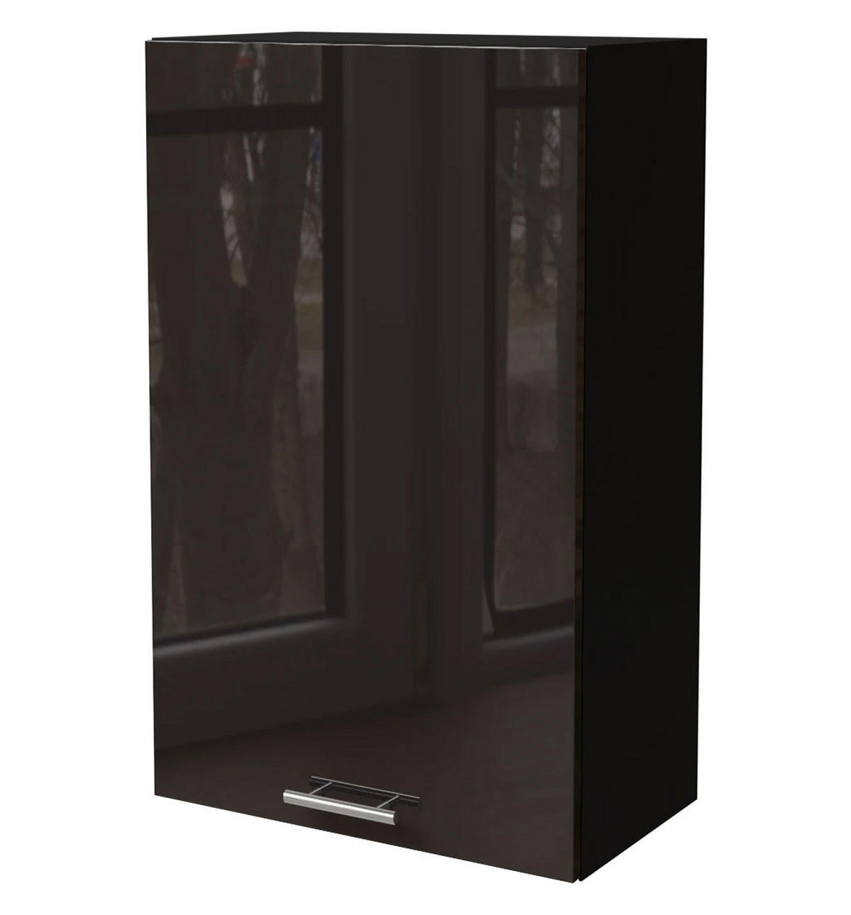 KÜCHENHÄNGESCHRANK Essen W4/60/1 Schwarz Hochglanz / Schwarz Matt 60 / 32,5 / 96cm - Schwarz Hochglanz/Schwarz, Holz/Holzwerkstoff (60/96/32.5cm) - Feldmann-Wohnen