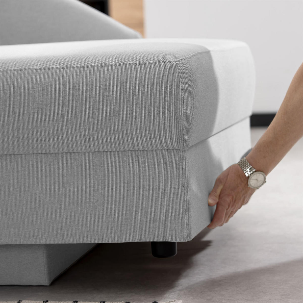 RECAMIERE Armlehne rechts Kalila Bezug Flachgewebe Kunststoff / hellgrau - Grau, Kunststoff (154/86/93cm) - 58aufmkessel