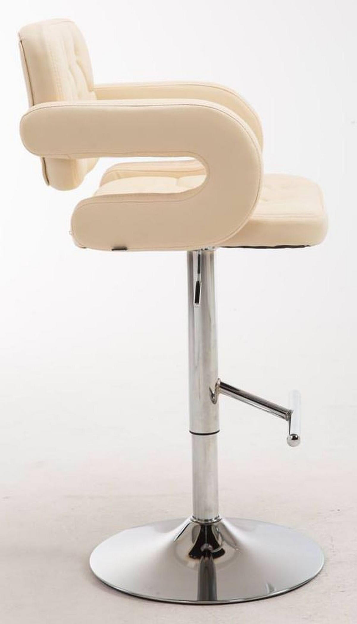 BARHOCKER Dubai, 2er Set, Gestell Metall in Chromoptik, Kunstleder Creme - Chromfarben/Creme, Kunststoff/Textil (52/100/55cm) - TPFLiving