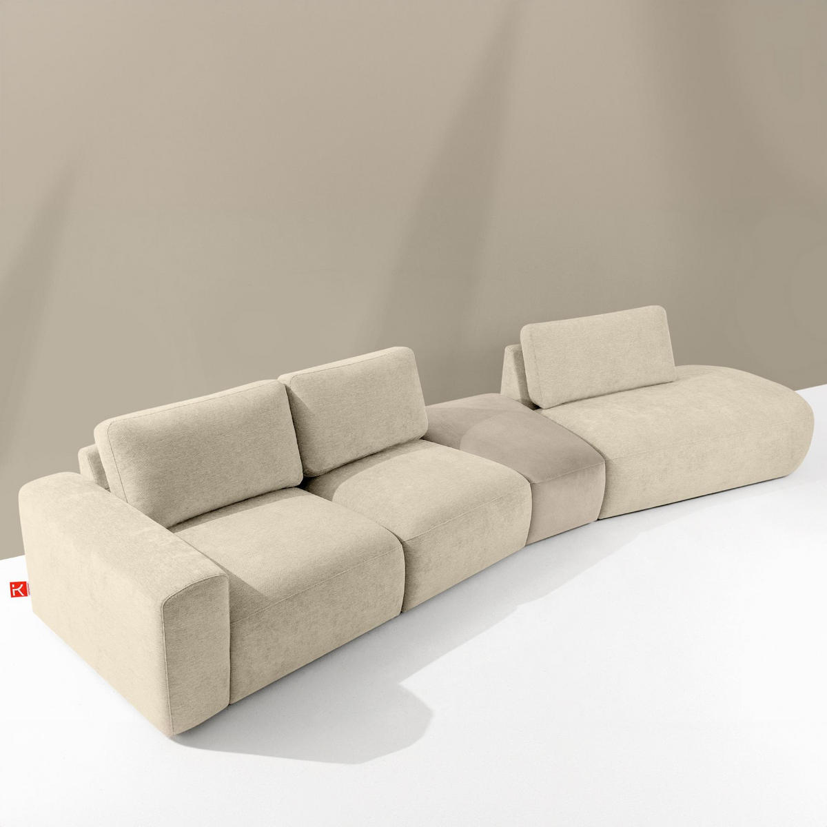 5-SITZER ECKSOFA ZUCCO Chenille rechts, Creme - Creme, Textil (430/84/105cm) - KONSIMO®