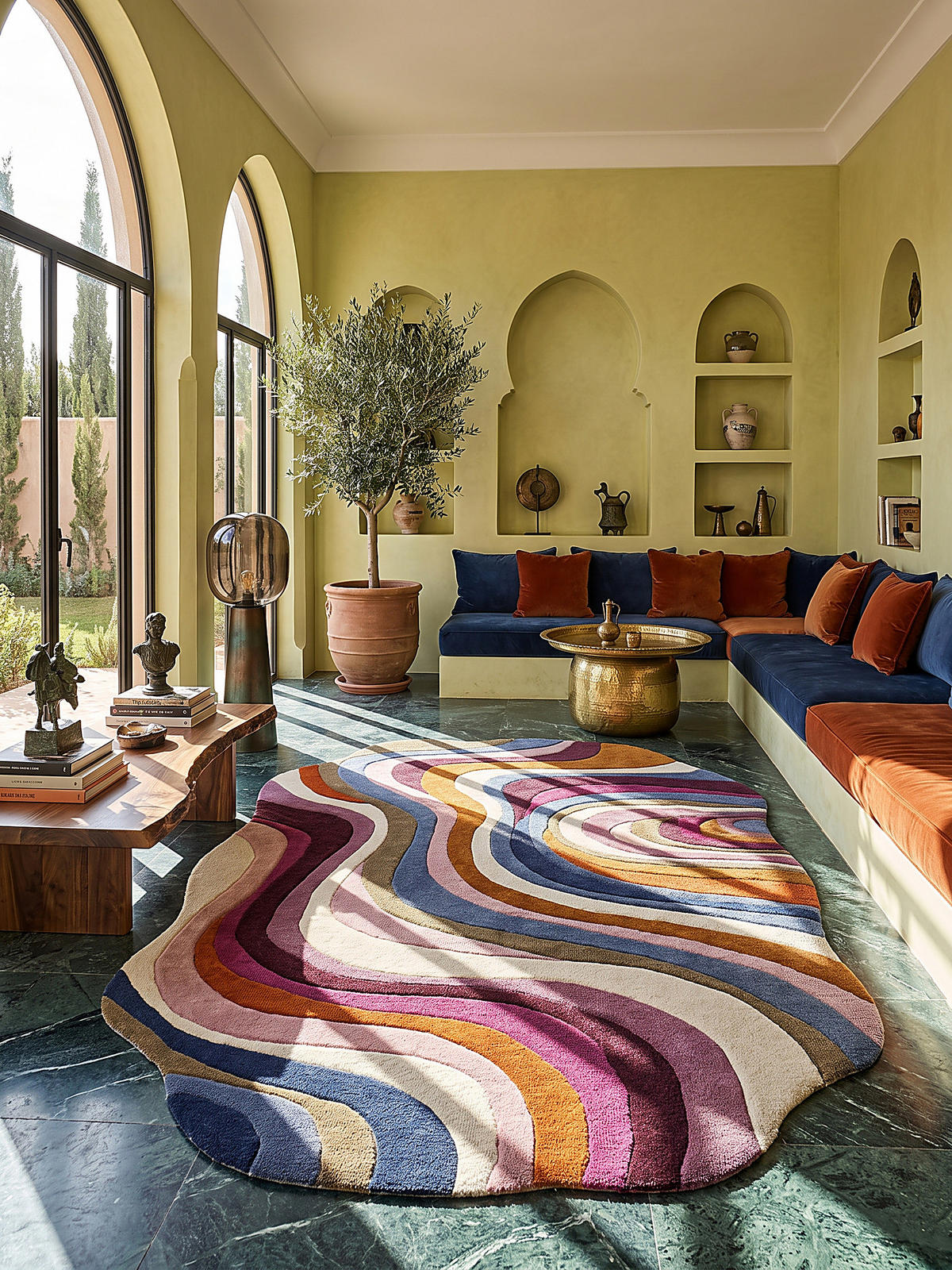 TEPPICH aus Wolle, handgetuftet, EFFRA, in Multi, Wellen-Swirl, 140 x 200 cm - Multicolor, Textil (140/200cm) - KADIMA DESIGN