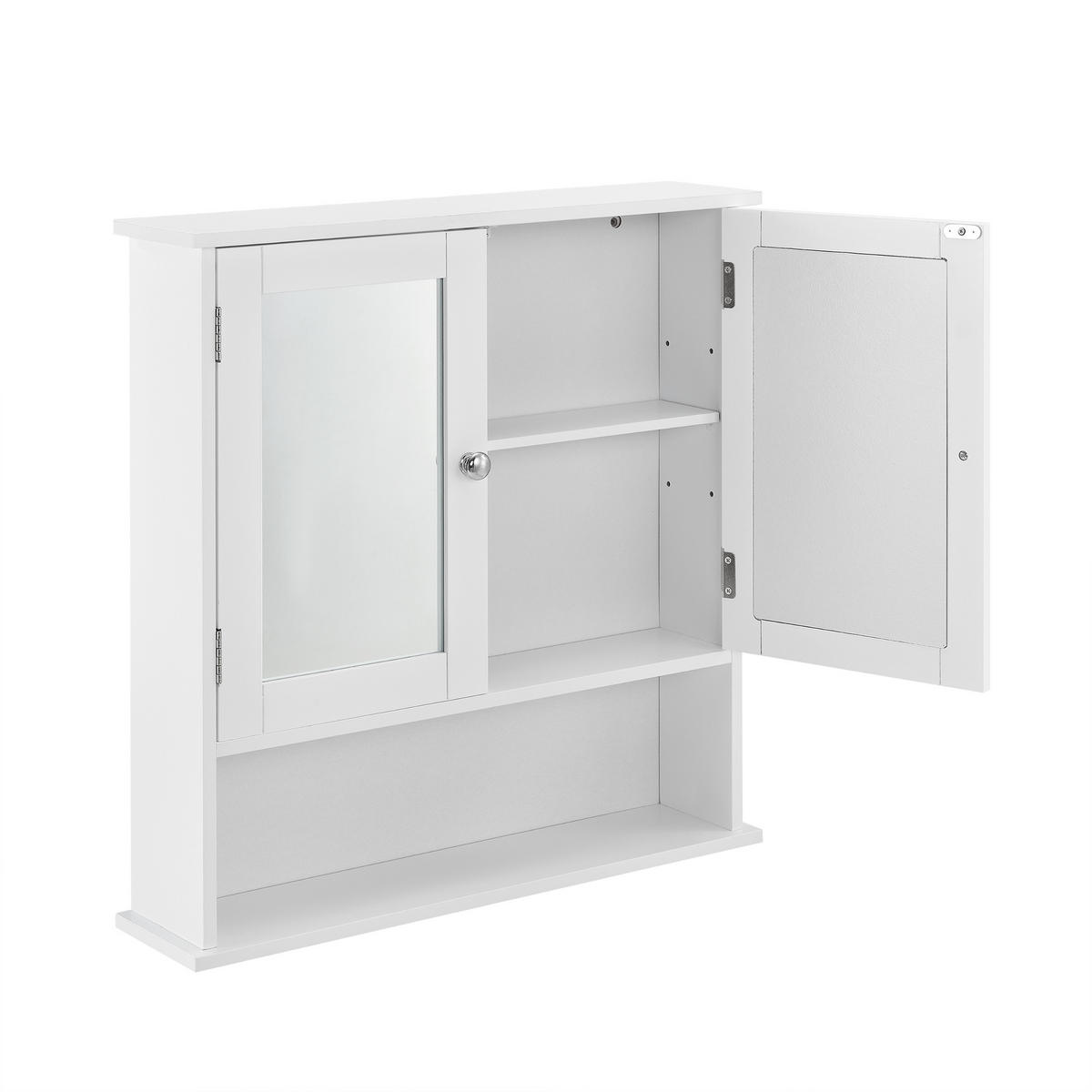 SPIEGELSCHRANK - Weiß, Holzwerkstoff (56/58/13cm) - [en.casa]