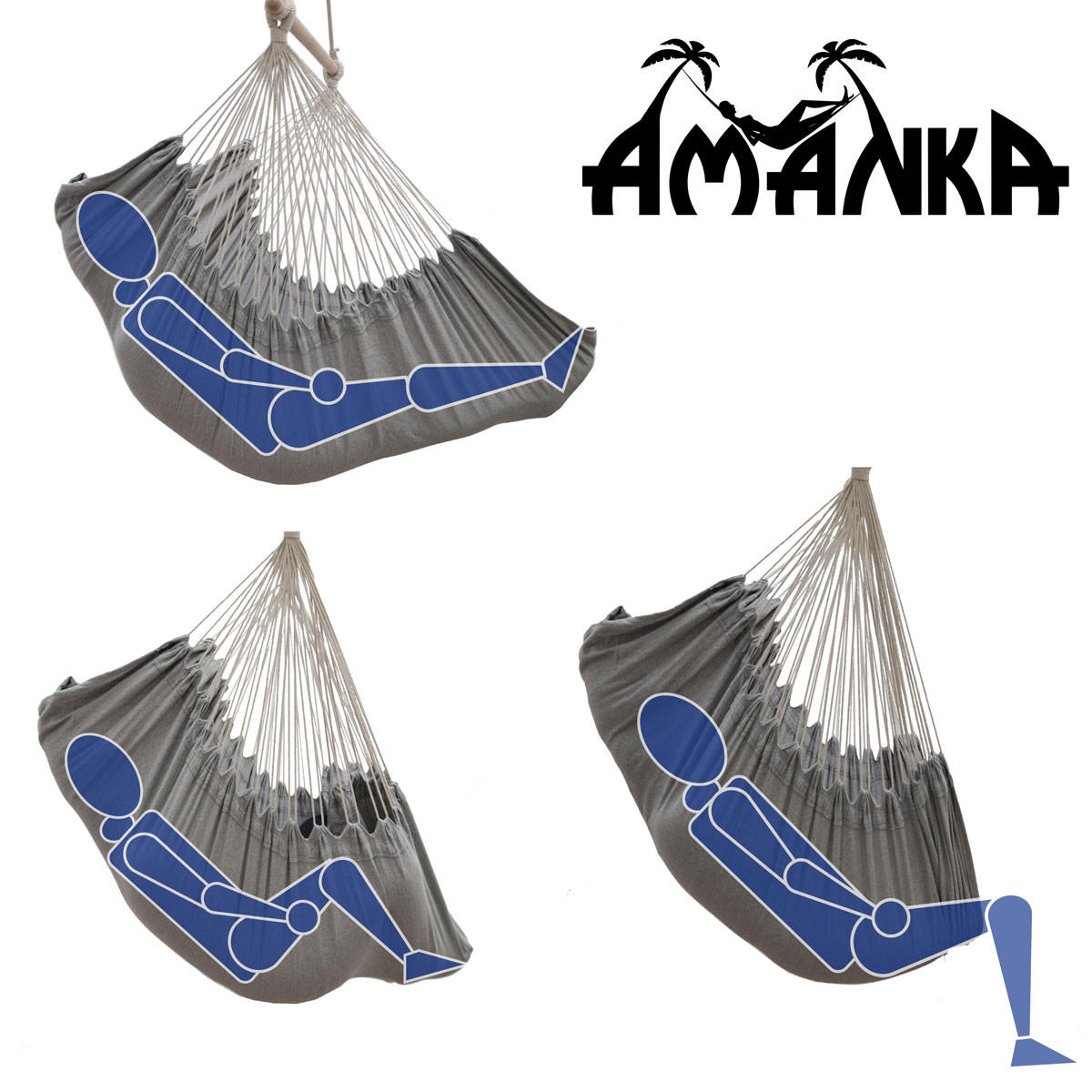 XXL-HÄNGESESSEL mit Kissen und Seitenfach, 220/120cm, Grau - Grau, Textil (120/145/220cm) - Amanka