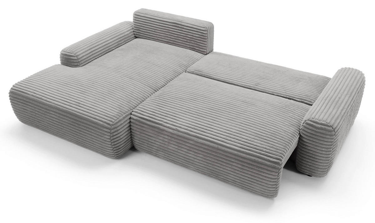 ECKSOFA Alferia Greige mit Cordbezug - Taupe/Schwarz, Kunststoff/Textil (264/162cm) - Selsey