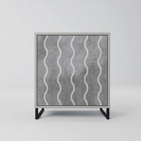 SIDEBOARD WAVES OF CONCRETE, Grau, 57,5x42x67,5 cm, Schwarze Metall-Rahmenfüße - Multicolor/Schwarz, Holzwerkstoff/Metall (57.5/67.5/42cm) - SpaceRebels