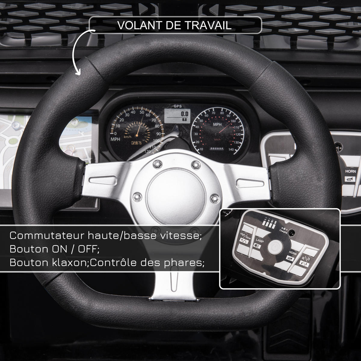 ELEKTRO-KINDERAUTO DE-13008 Fernbedienung Schwarz - Schwarz, Kunststoff (100/64.2/71cm) - ComfortXL
