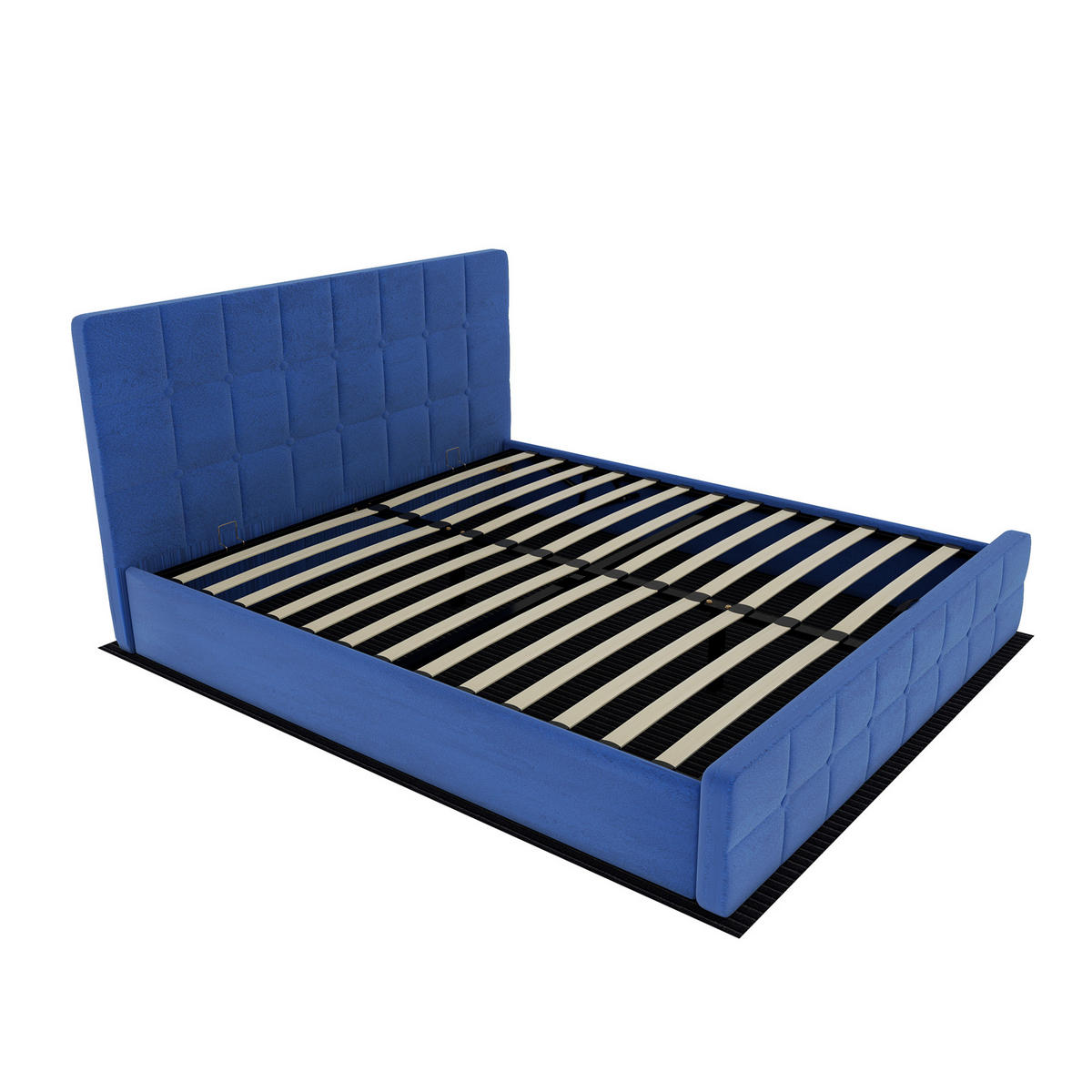 BETT mit gepolstertem Kopfteil 160x200 cm Blau - Blau, Metall (160/200cm) - Meubliv