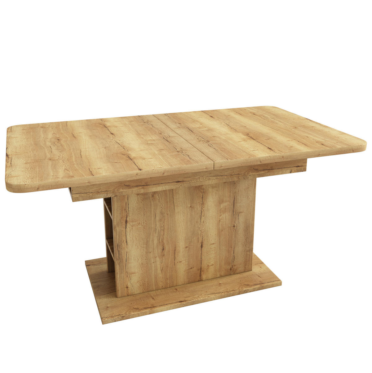 JEDILNA miza 110/130/70/75 cm raztegljiva s sredinskim podstavkom in prostorom za shranjevanje, Naravna - naravne barve, leseni material (130/70/75cm) - Redom