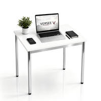 SCHREIBTISCH VST1 100 x 70 cm Weiß – höhenverstellbar - Chromfarben/Weiß, Holzwerkstoff (100/70/75.5cm) - Versee