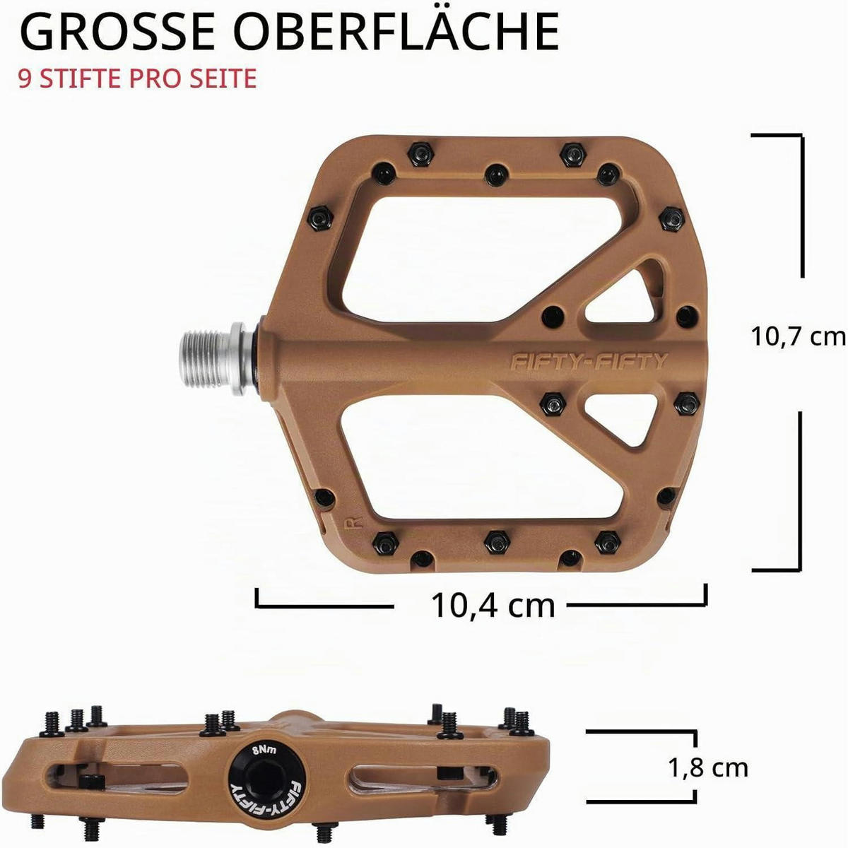 FAHRRADPEDALE Nylon Composite rutschfest 9/16 Zoll - Beige, Kunststoff (10.4/1.5/10.6cm)