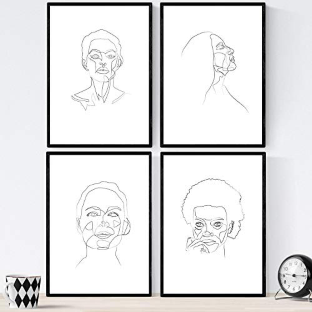 POSTER Set mit 4 Gesichter Frauen 5 A3 Rahmenlos - Klar, Papier (29.7/3cm) - Nacnic