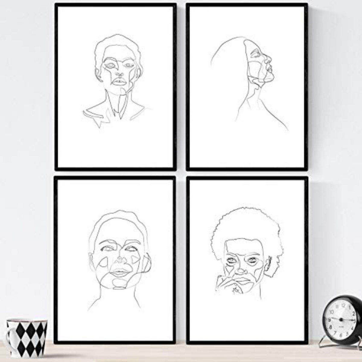 POSTER Set mit 4 Gesichter Frauen 5 A3 Rahmenlos - Klar, Papier (29.7/3cm) - Nacnic