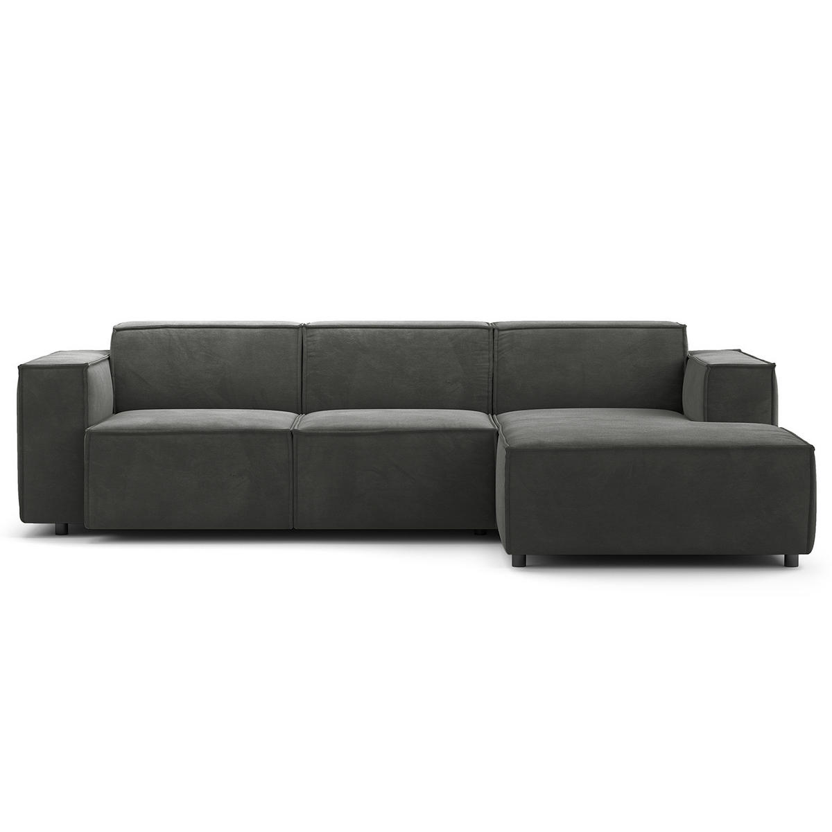ECKSOFA mit Longchair - Schwarz/Grau, Kunststoff/Textil (260/177cm) - home24