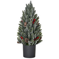 WEIHNACHTSBÄUME 27/27/47 cm grün aus Kunststoff mit Schneeoptik, Beeren und Zapfen - Grün, Kunststoff (47cm) - OKWISH