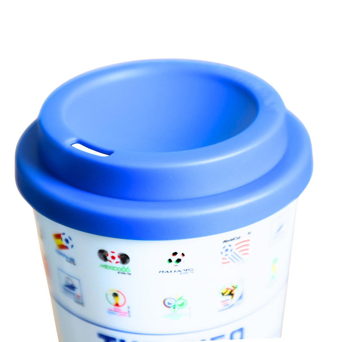 REISEBECHER 564 Weiß, Blau, 350 ml, Coffee To Go Becher, Thermobecher, Trinkbecher, Kunststoff, Wiederverwendbar, Deckel, Büro, Auto, unterwegs - Blau/Weiß, Kunststoff (0.35L) - JUNG