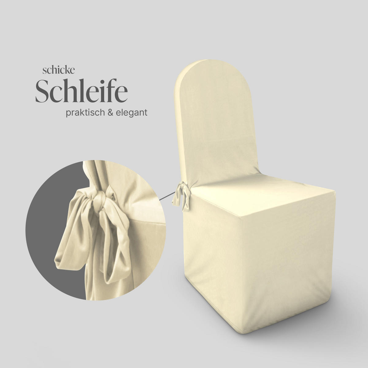 STUHLHUSSE ( Creme ) - Stretchhusse für runde Stuhllehnen - ( 45 cm x 96 cm ) elastischer Bankett Stuhlbezug - Creme, Textil (45/96cm) - Bestlivings