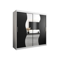 SCHWEBETÜRENSCHRANK 200/200/62 2-türig - Silberfarben/Schwarz, Holz/Kunststoff (200/200/62cm) - MÖBEL KRYSPOL