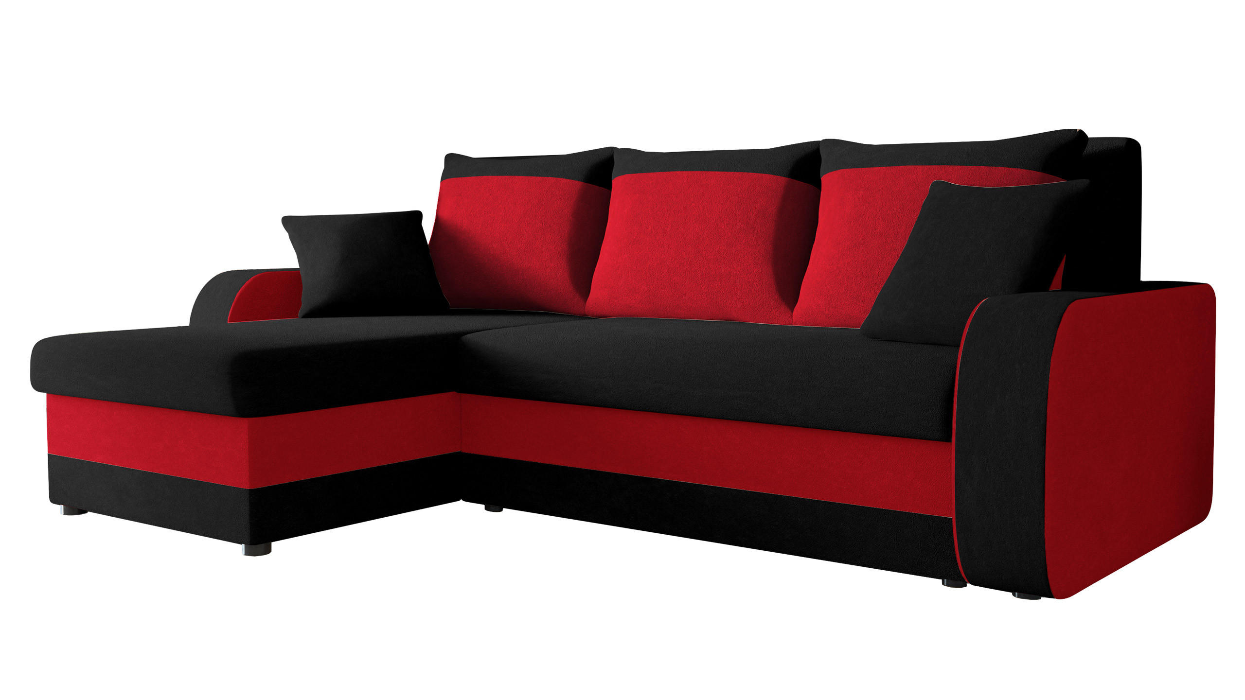 ECKSOFA Kris - Schwarz/Dunkelrot, Holz/Kunststoff (238/147cm) - MIRJAN24