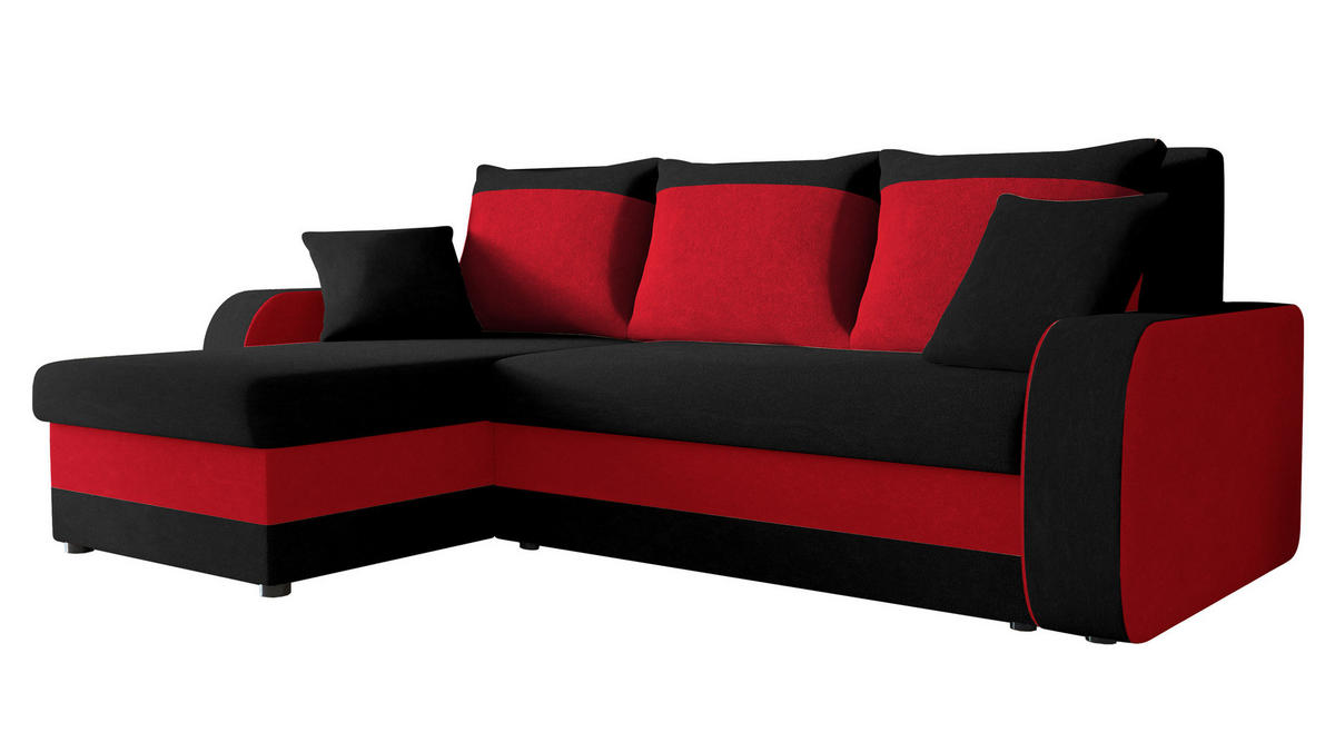 ECKSOFA Kris - Schwarz/Dunkelrot, Holz/Kunststoff (238/147cm) - MIRJAN24