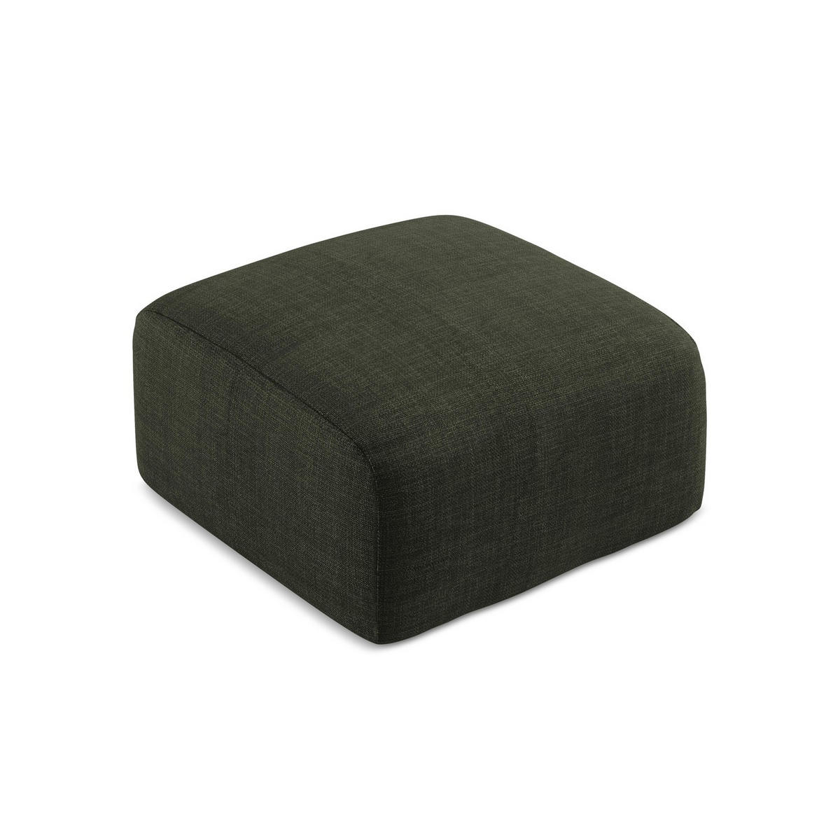 POUF Strukturstoff Grün - Schwarz/Olivgrün, Holzwerkstoff/Kunststoff (65/40/65cm) - LaMiaSofa