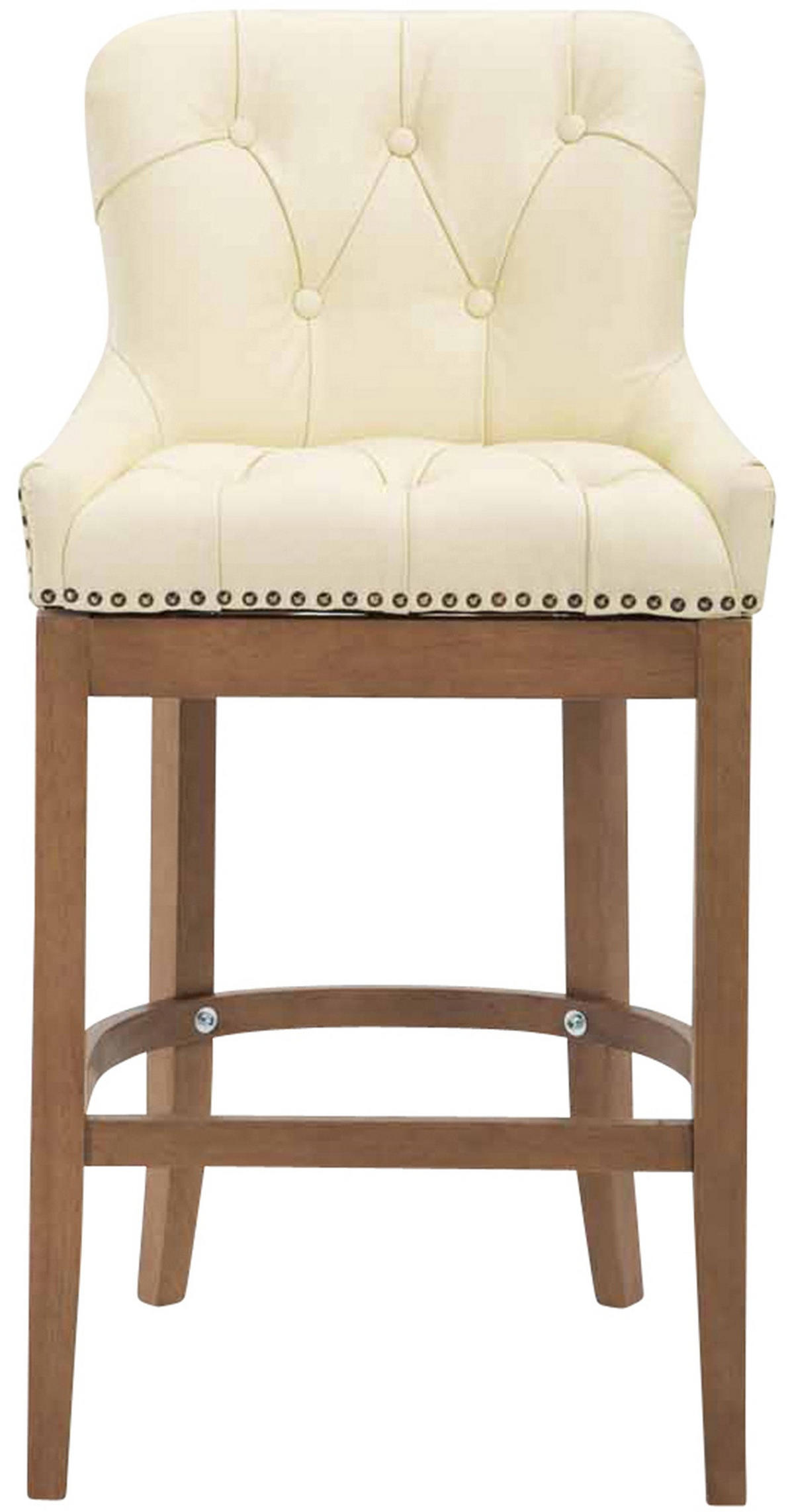 BARHOCKER Echtleder creme - Creme/Naturfarben, Leder/Holz (55/109/57cm) - CLP