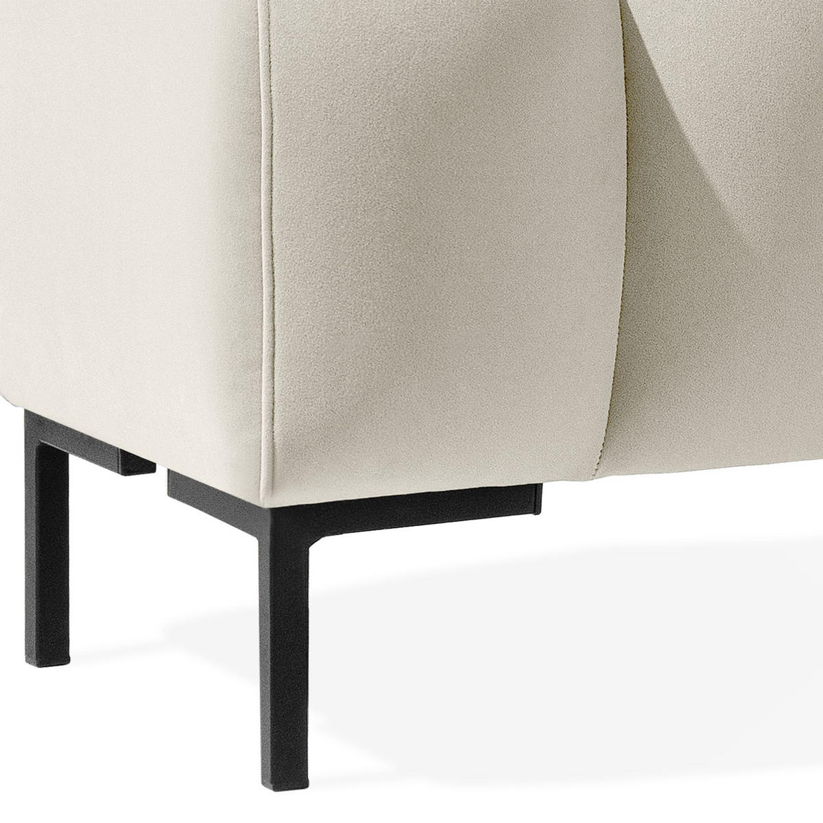 POLSTERBANK Bettbank PECCO, Metallbeinen - Creme/Schwarz, Holz/Textil (160/50/50cm) - KONSIMO®