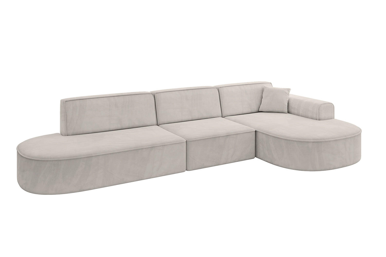 ALTDECOR ROHOVÁ SEDACÍ SOUPRAVA s otomanem vpravo MARI-L2 – 328 x 171 x 79 cm, světle hnědá barva, velur