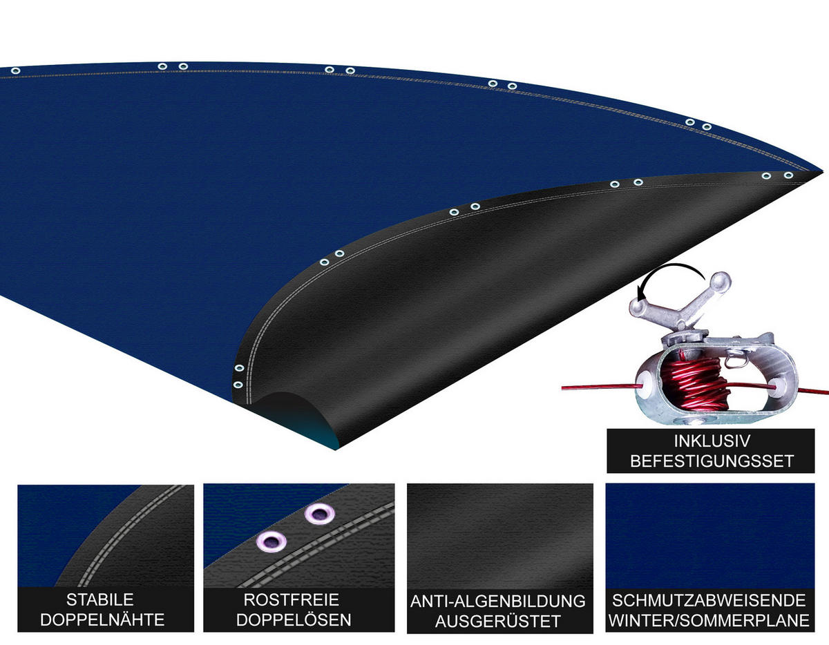 POOLABDECKUNG Rund Planenmaß Ø 420 cm für Pool 320-366 cm Blau - Blau, Kunststoff (420/420cm) - QUICK STAR