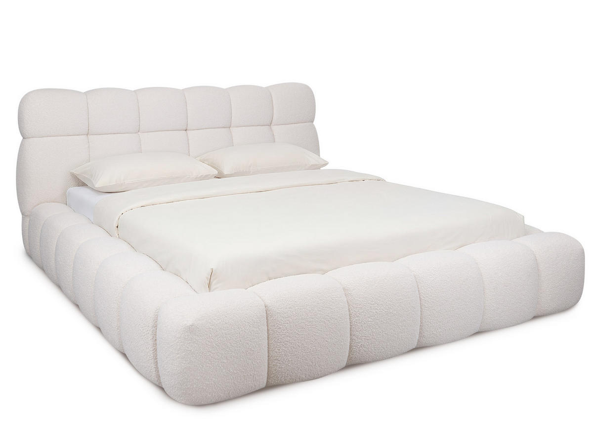 POLSTERBETT Mira XL Hellbeige 180/200 cm Boucle mit Bettkasten - Beige, Textil/Metall (180/200cm) - wonello