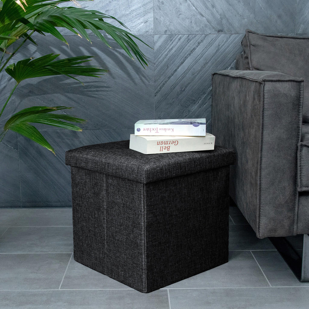 Thumbnail - Intirilife Sitzbox, Schwarz, Textil, 38x38x38 cm, Garderobe, Garderobenbänke