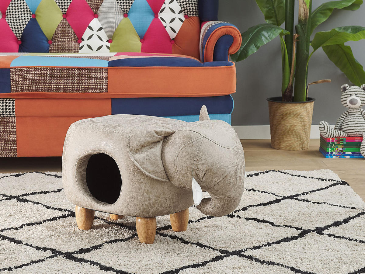 HOCKER Jumbo 63/34/38 cm - Grau, Kunststoff/Textil (34/38/63cm) - Beliani