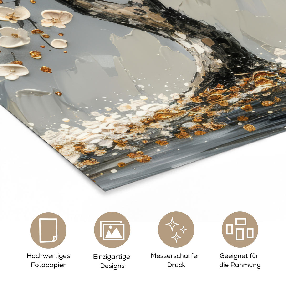 POSTER Baum - Blumen - Weiß - Natur - Kunst 40x60 cm - Weiß, Papier (40/60/0.1cm) - MuchoWow