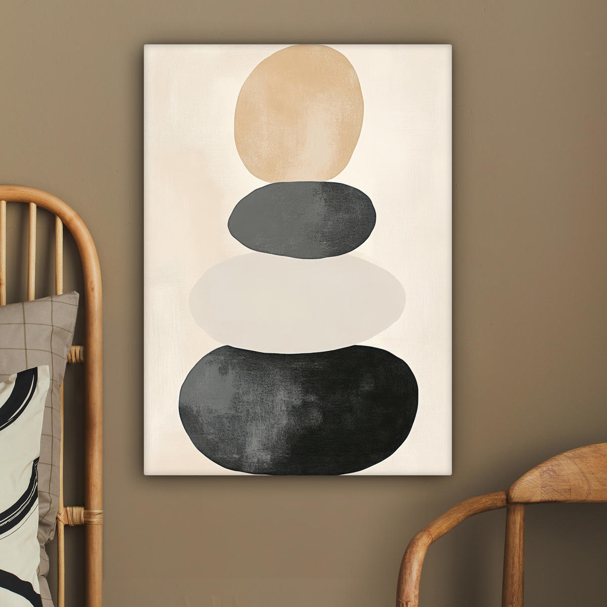 LEINWANDBILD Japandi - Wabi sabi - Beige 60x80 cm - Taupe, Textil (60/80cm) - MuchoWow