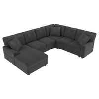 WOHNLANDSCHAFT mit Chaise longue, 3 Kissen, USB/Type-C in Grau - Schwarz, Textil (249/83/196cm) - EVRYAE